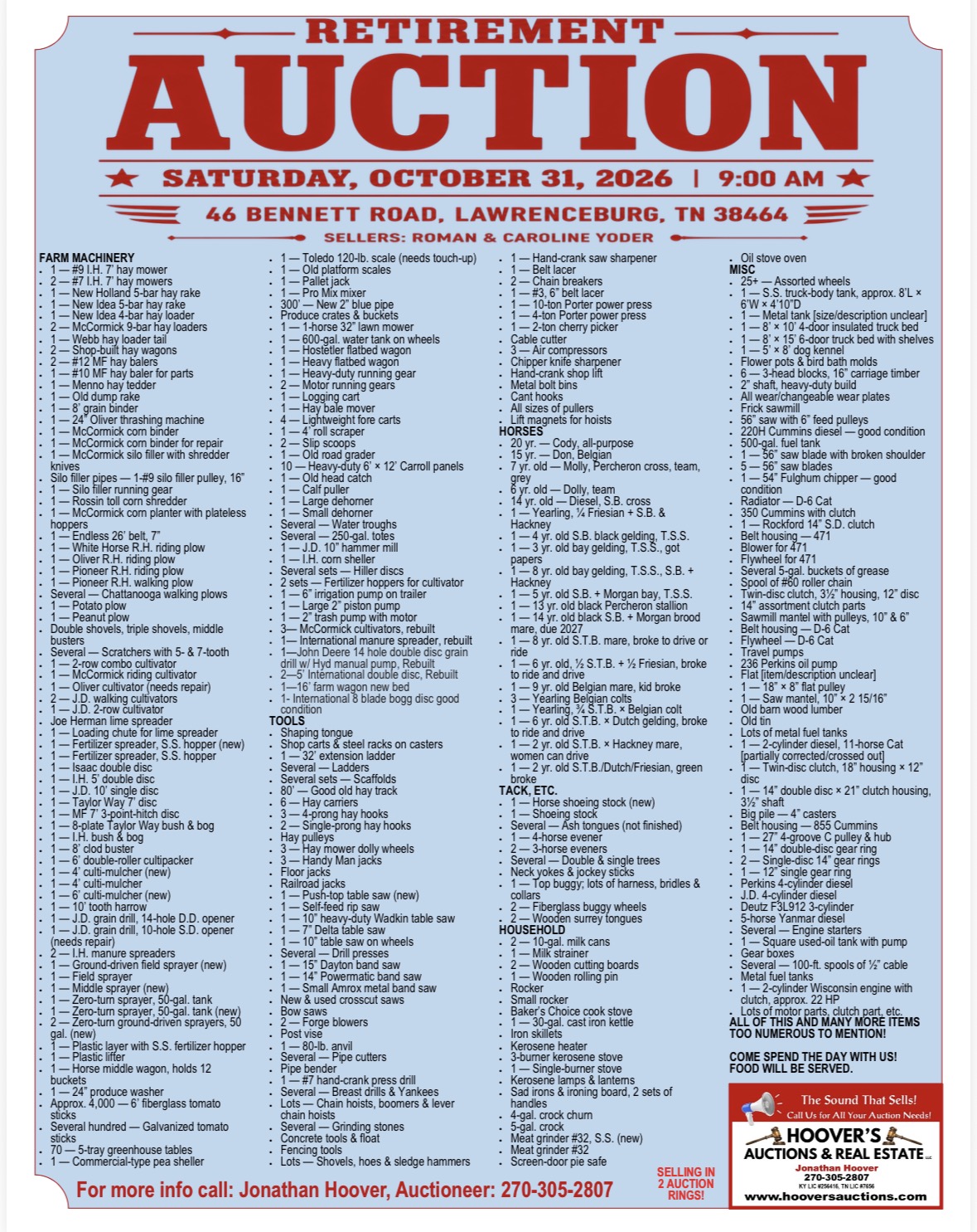 Yoder Retirement Auction